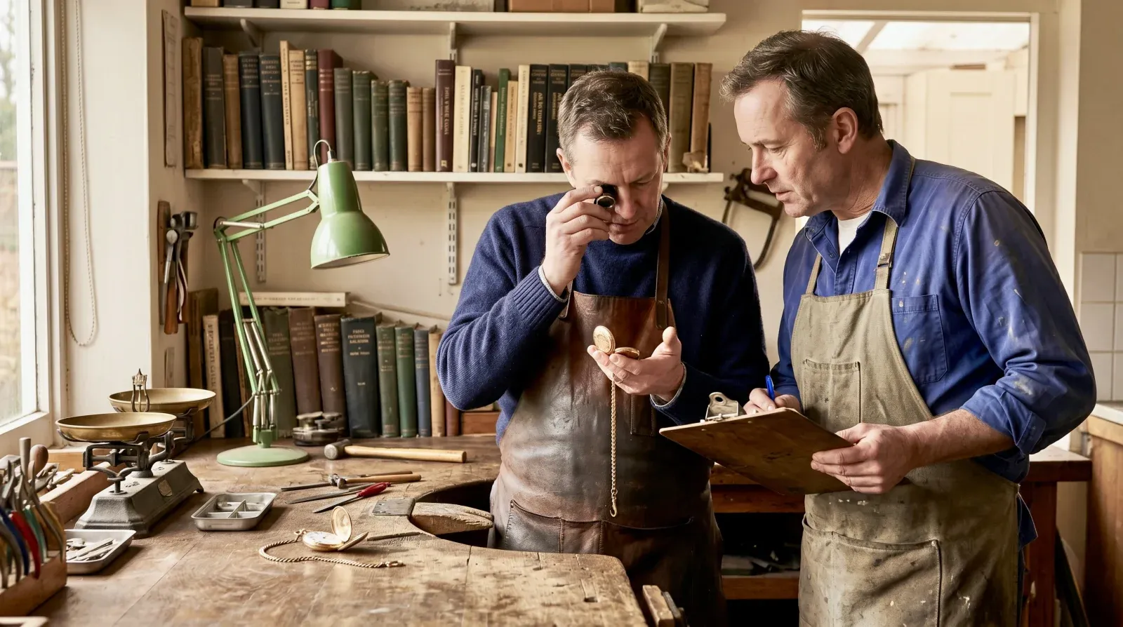 The Aurum Antiques team in their workspace